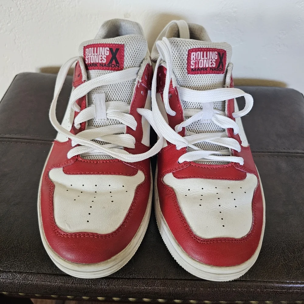 Rolling Stones X Mark Nason Leather Palmilla Marquee Red White Sneakers‎ 9.5